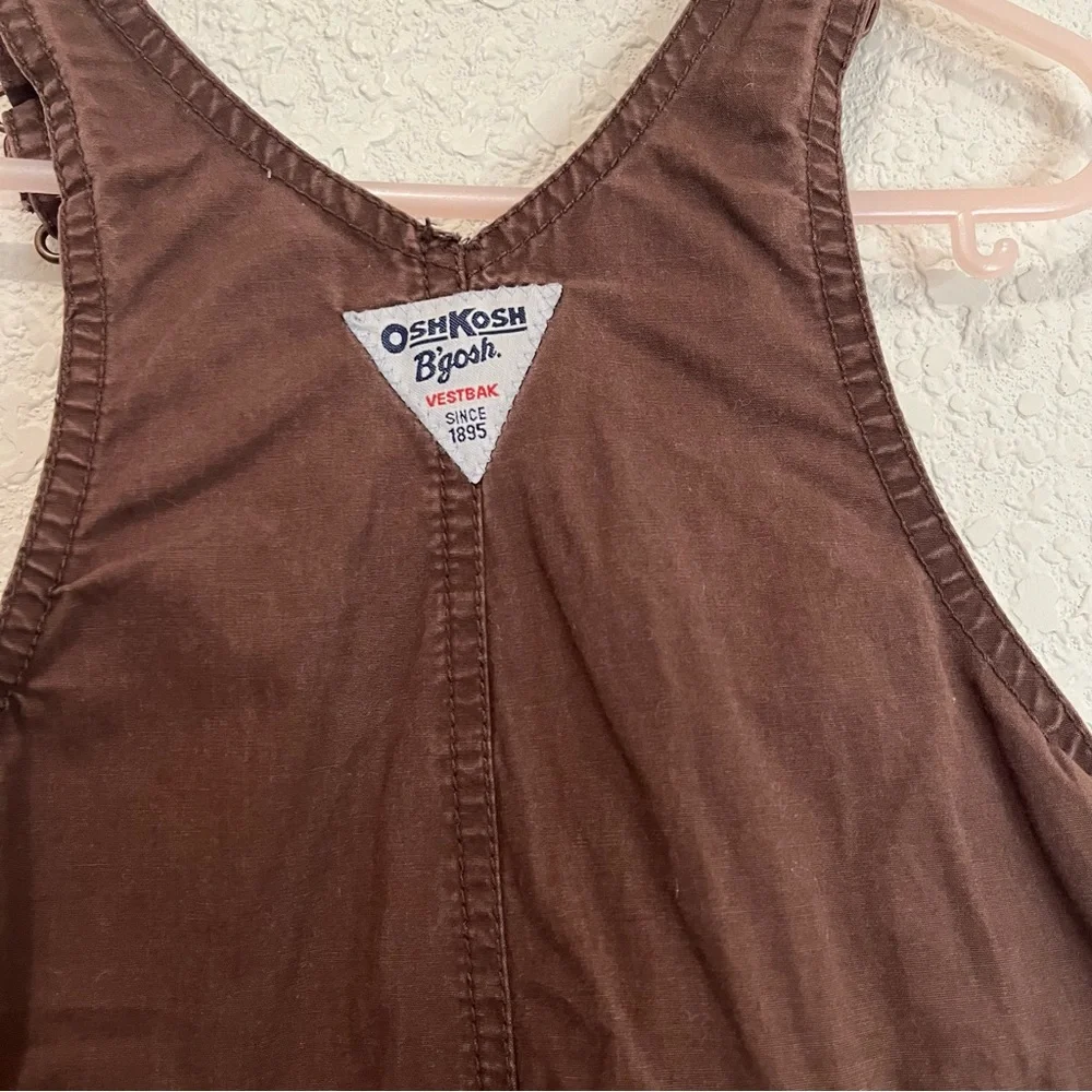 OshKosh B'Gosh Vestbak Short Overall Shortalls Brown Animal Toddler Size 18M